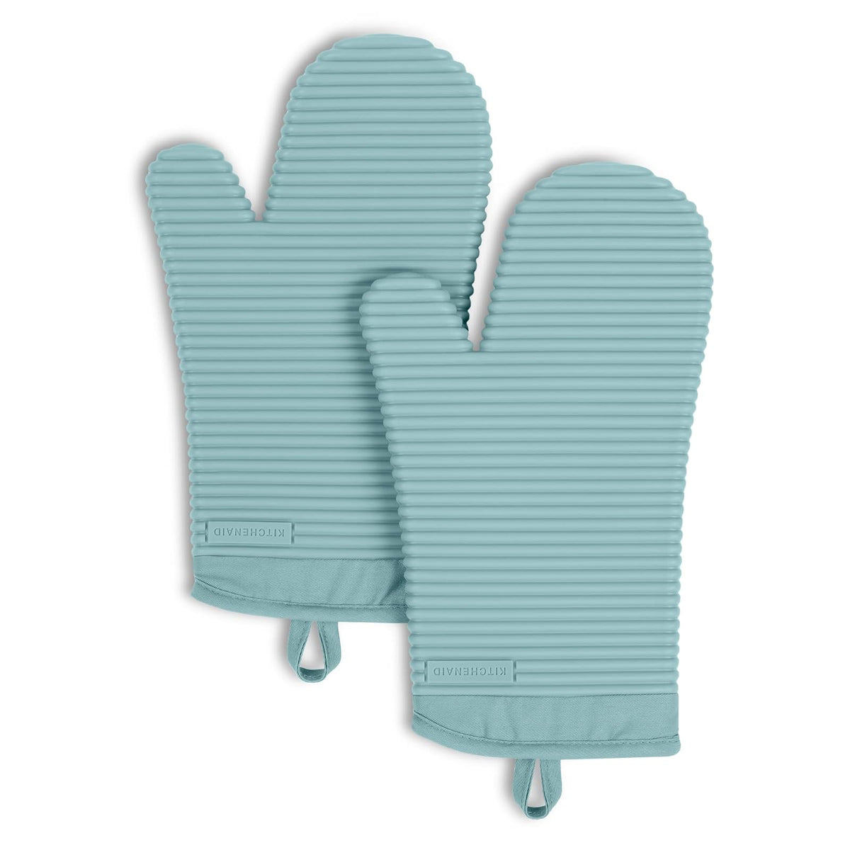 KitchenAid - Juego de 2 Manoplas de Horno de Silicona Acanaladas - 7.5"x13" - Agua mineral Aqua