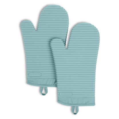 KitchenAid - Juego de 2 Manoplas de Horno de Silicona Acanaladas - 7.5"x13" - Agua mineral Aqua