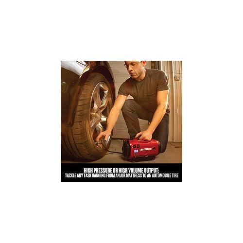 CRAFTSMAN Inflador Neumáticos Compresor Aire Portátil V20 3 Modos: Inalámbrico 120V 12V Rojo