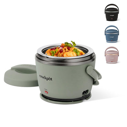 Crock-Pot - Fiambrera eléctrica portátil de 20 onzas, calentador de alimentos, color verde luna, ideal para viajes sobre la marcha, mantiene la comida última intervensión de derrames caliente y