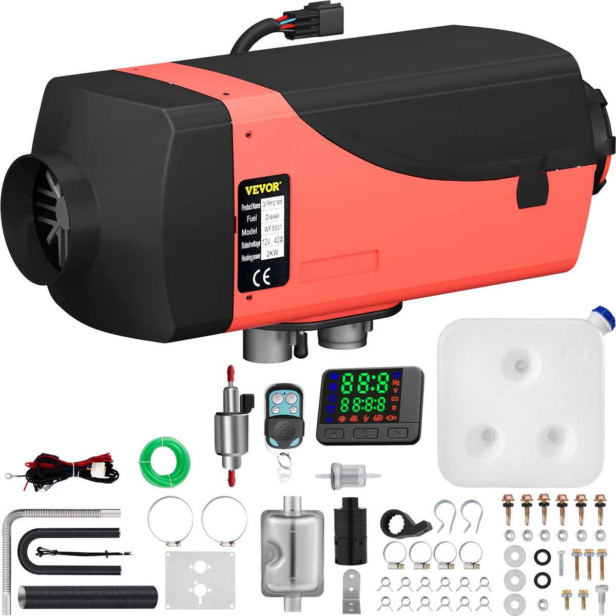 VEVOR Calentador de Aire Diésel 12V 2KW con Silenciador