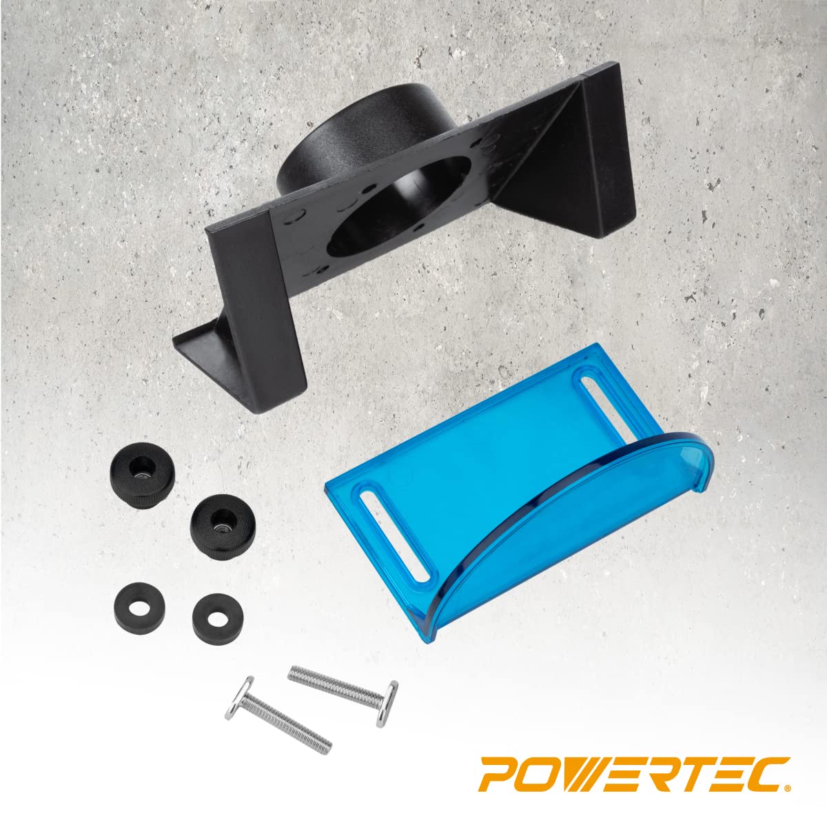 POWERTEC 71733 - Kit de protección para brocas de enrutador de tamaño completo con puerto de polvo para mesa de enrutador | Adaptador de recolección de polvo de 2.5 pulgadas