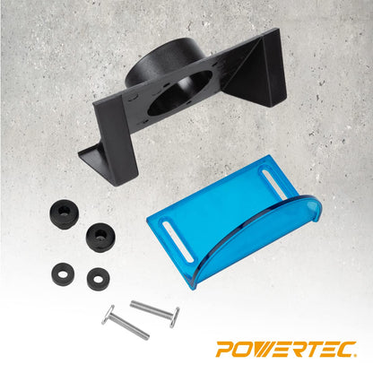 POWERTEC 71733 - Kit de protección para brocas de enrutador de tamaño completo con puerto de polvo para mesa de enrutador | Adaptador de recolección de polvo de 2.5 pulgadas