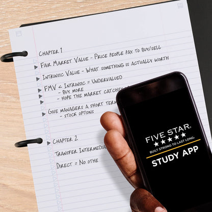 Five Star Flex - Cuaderno recargable + aplicación de estudio, papel rayado universitario, anillos TechLock de 1 pulgada, bolsillos, pestañas y divisores, capacidad de 200 hojas, el color variará