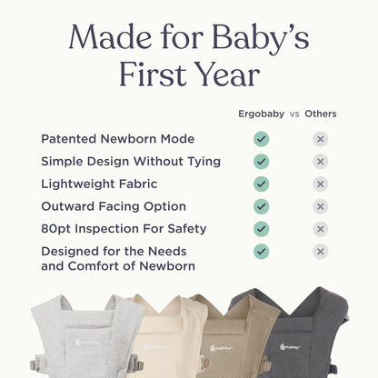 Ergobaby Embrace - Portabebés para recién nacidos a niños pequeños, portabebés transpirables para el verano, elementos esenciales acogedores (7-25 libras), punto Ponte, color rosa rubor