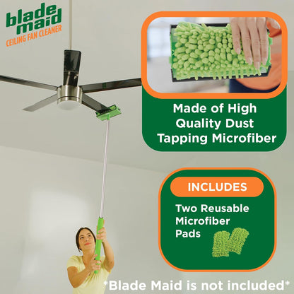 Blade Maid - Almohadillas para Orejas limpiadoras de Microfibra para Ventilador de Techo | Almohadillas para Orejas Reutilizables de Repuesto para Limpieza de Hojas con Poste Extensible, Plumero de