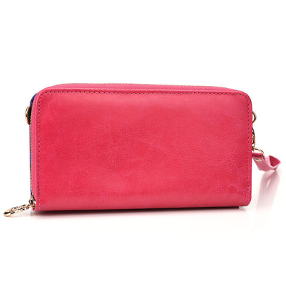 Kroo Bolso de mano tipo billetera con correa para Apple iPhone 6/6S Plus, 14 cm de largo, con carcasa removible, estuche de viaje, empaque libre de frustraciones, color negro