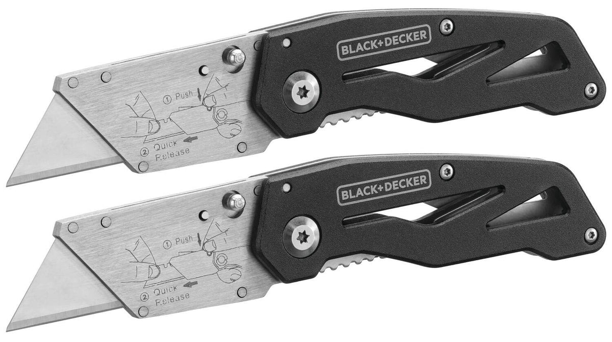 BLACK+DECKER Cuchillo utilitario, plegable, paquete de 2 (BDHT10001)