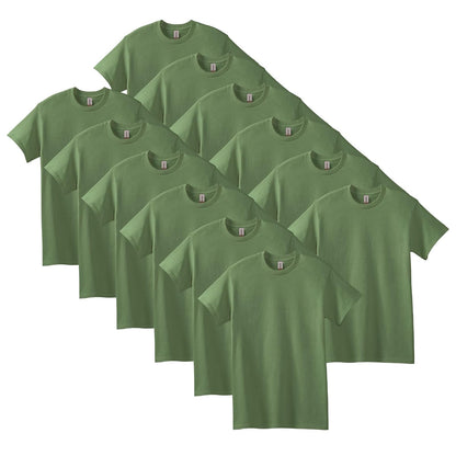 Gildan G5000 Camiseta de Algodón Pesado para Hombre - 12 - Verde militar (paquete de 12) - CH