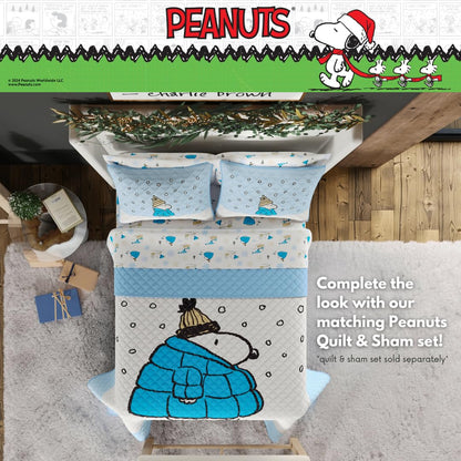 Franco Peanuts Snoopy - Juego de sábanas de Franela súper Suave de 100% algodón, tamaño Queen, (Producto con Licencia Oficial)
