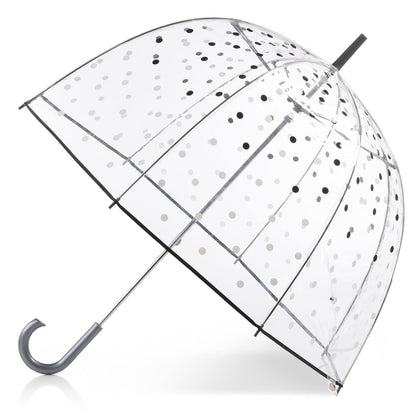 Totes - Paraguas de burbujas transparentes con dosel de cúpula, diseño ligero, protección contra el viento y la lluvia, adultos-51, Puntos blancos y negros, Adults - 51" Canopy, Paraguas de burbujas