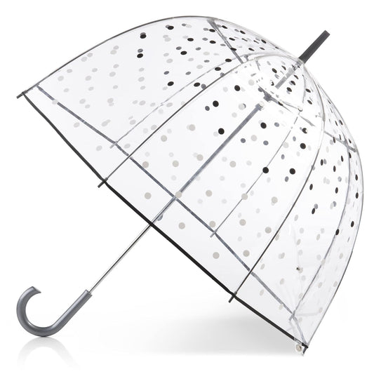 Totes - Paraguas de burbujas transparentes con dosel de cúpula, diseño ligero, protección contra el viento y la lluvia, adultos-51, Puntos blancos y negros, Adults - 51" Canopy, Paraguas de burbujas