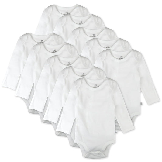 HonestBaby 10-pack Long Sleeve Bodysuits One-piece 100% Organic Cotton for Infant Baby Boys, Girls, Unisex Conjunto de camisetas para bebés y niños pequeños bebés niñas