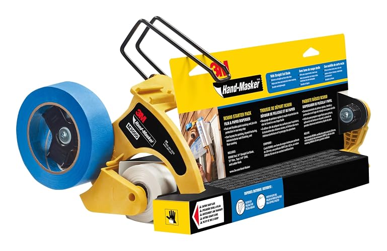 3M Scotch Hand Masker M3000 - Kit dispensador de cinta de pintor y película de enmascaramiento, protege las superficies de salpicaduras de pintura, incluye cinta de pintor y película de