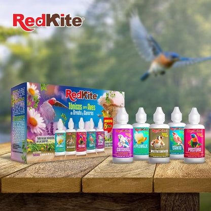 Redkite Tónicos 5 Pack Surtido Canto, Plumaje, Postura, Catarro y Multivitamínico para Aves