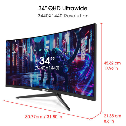 Sceptre 34-Inch Curved Ultrawide WQHD Monitor 3440 x 1440 R1500 up to 165Hz DisplayPort x2 99% sRGB 1ms Picture by Picture, Negro máquina 2023 (C345B-QUT168)