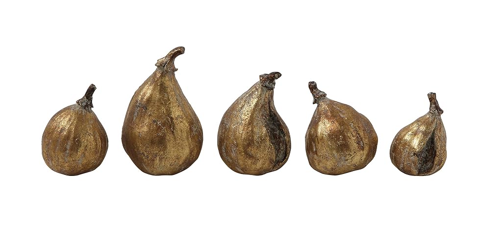 Creative Co-Op - Higos de Resina con Acabado Dorado (Juego de 5 Piezas)