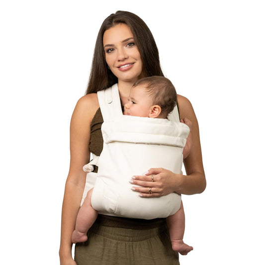 Infantino Honey Blossom Portabebés ergonómico, soporte de posición "M" saludable para la cadera, asiento deslizante ajustable, correas acolchadas cruzadas, 7-40 libras, floración de vainilla