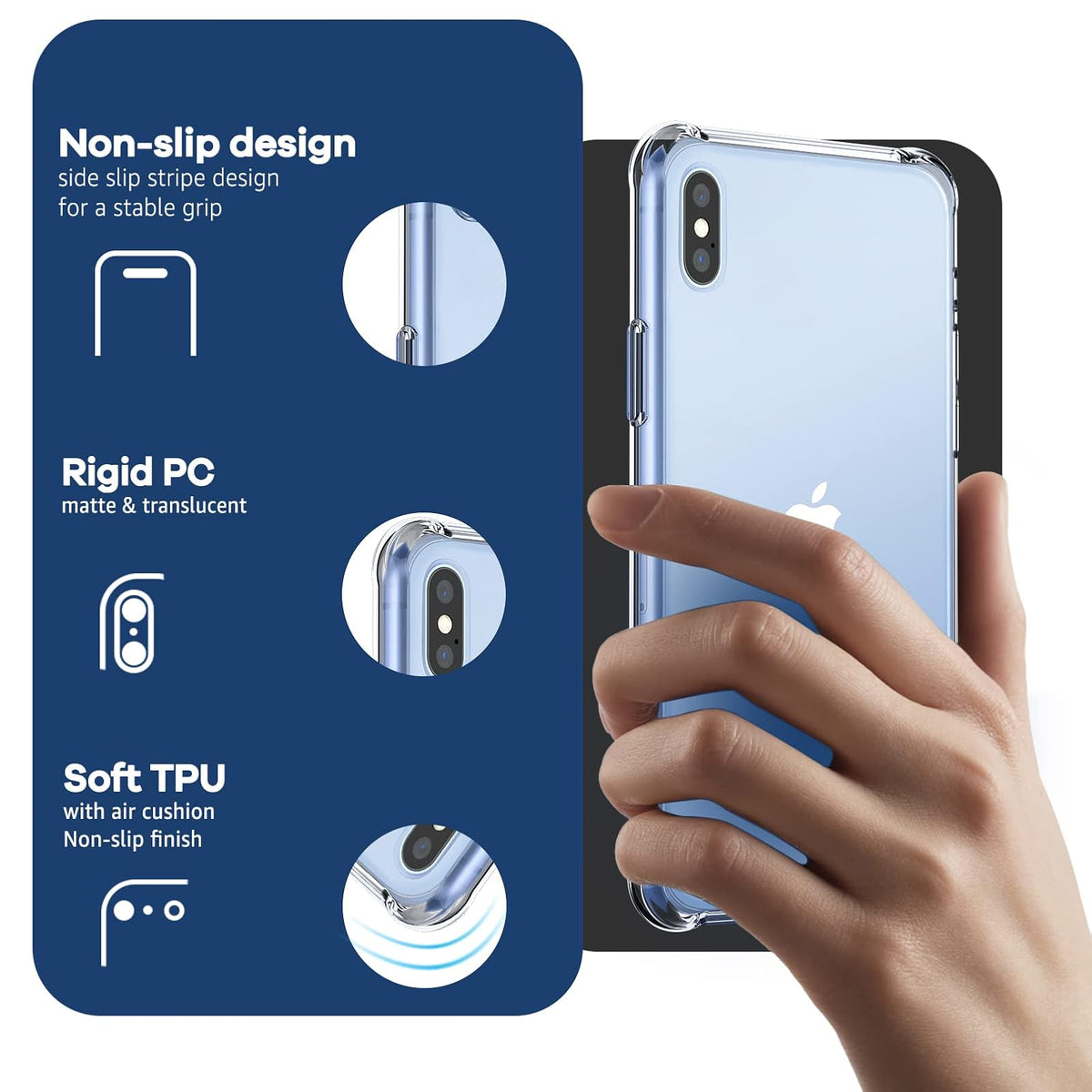 ORIbox Case Compatible con iPhone XR, Vidrio Translúcido Mate con Bordes Suaves, Ligero