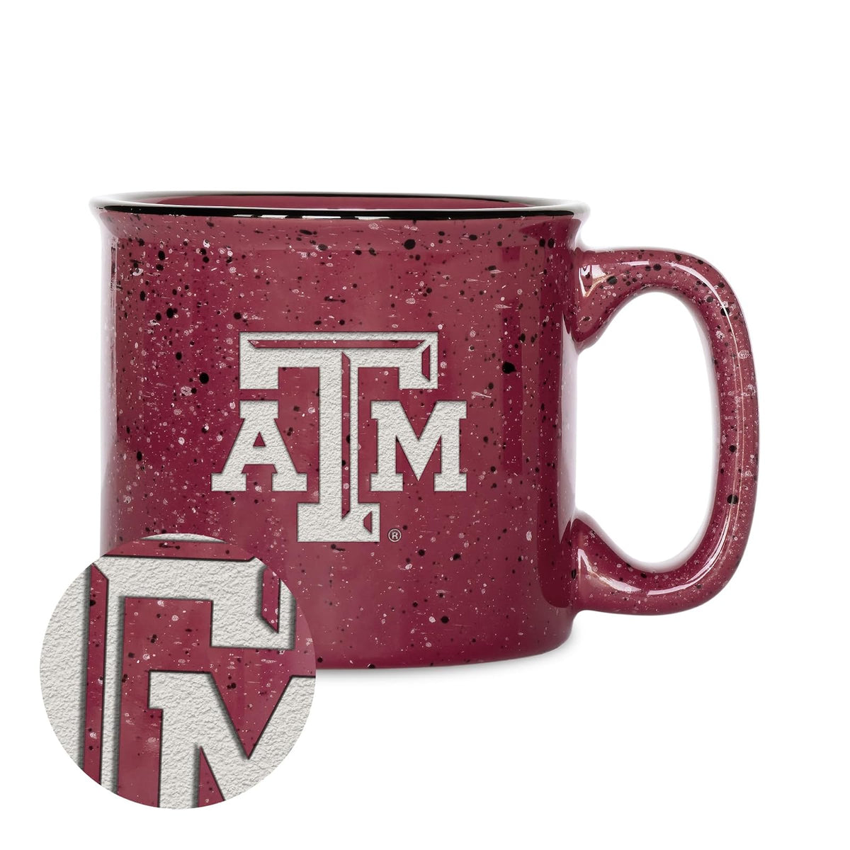 Rico Industries NCAA Texas A&M Aggies - Taza de café Speckle Camper de 15 onzas, logotipo grabado con láser profundo, taza de cerámica para camping, esmalte moteado - Texas A&M Aggies - 15oz - Texas A&M Aggies