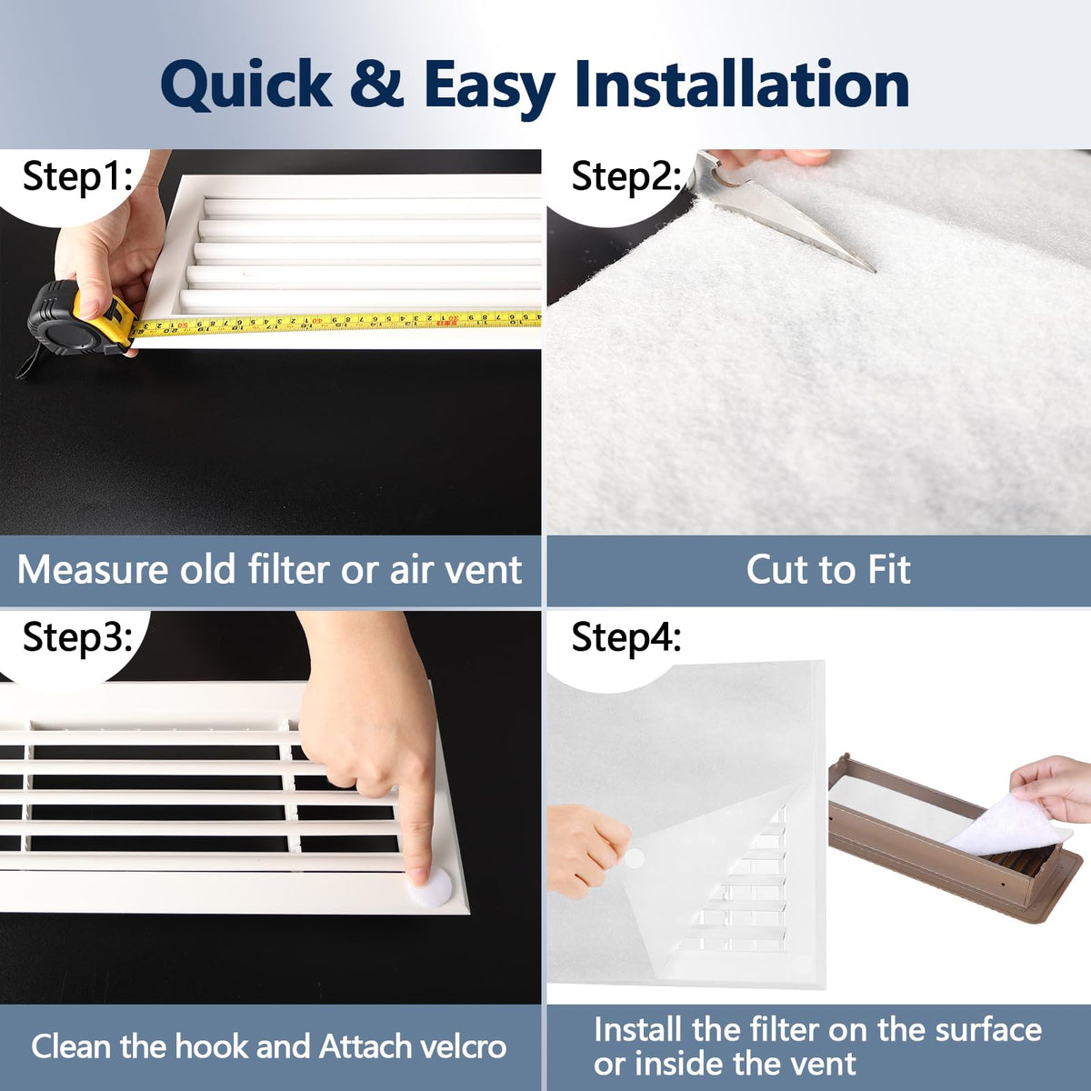 Filtro de ventilación de aire de 20 x 100 pulgadas, material de filtro de aire cortado a medida (más de 60 filtros), filtros de ventilación triple electrostáticos para suelos, techos, HVAC y RV,