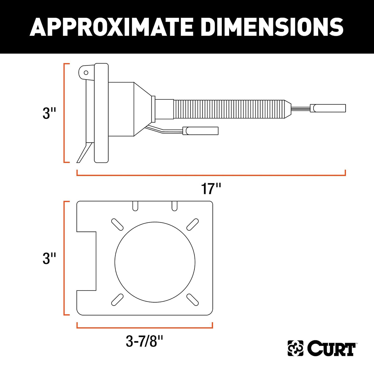 CURT Adaptador de Cableado de Remolque Plano de Doble Salida de 4 Vías 57672, Negro