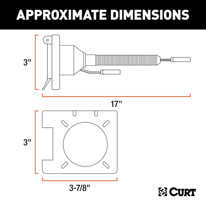 CURT Adaptador de Cableado de Remolque Plano de Doble Salida de 4 Vías 57672, Negro