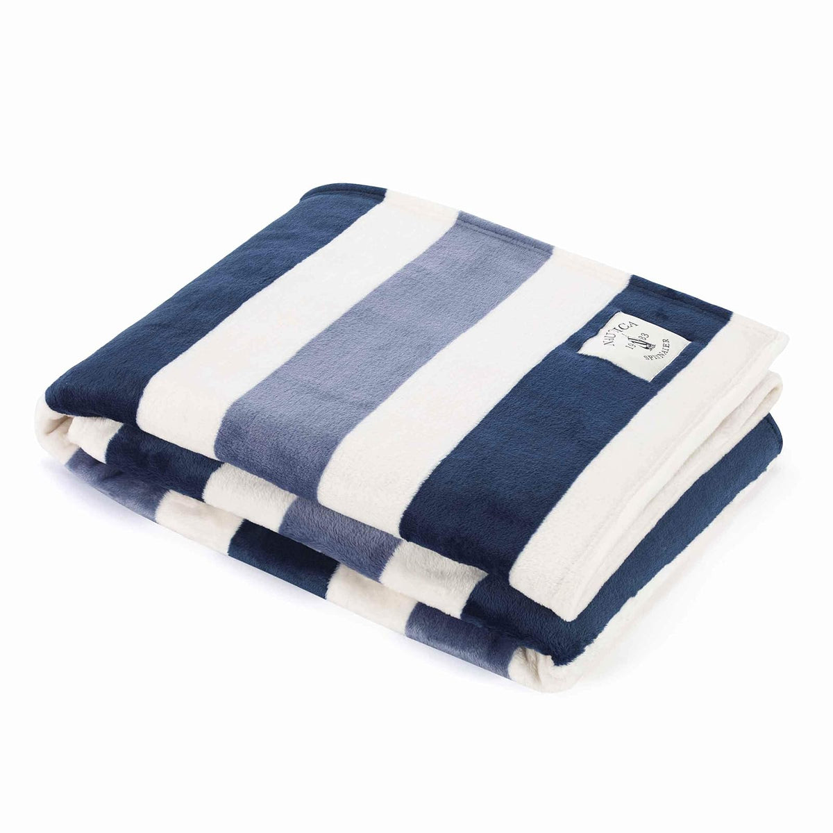 Nautica Cobija de Forro Polar a Rayas 127 x 153 cm - Manta - Toldo Rayas Azul - Blanco