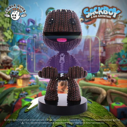 Exquisito Juego: Sackboy: A Big Adventure - Sackboy - Soporte Original para teléfono móvil y Controlador de Juegos, Soporte de Dispositivo, Cable Guys, Figura con Licencia de Sony