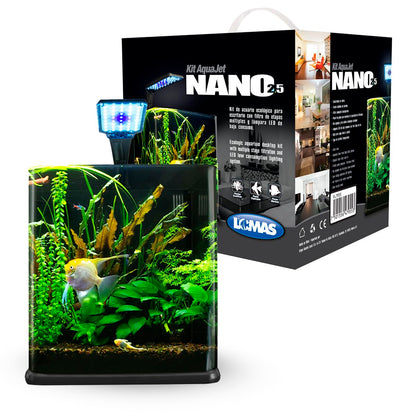 Lomas Acuario Nano Cubo con Filtro Incorporado y Lámpara LED - 18 LT