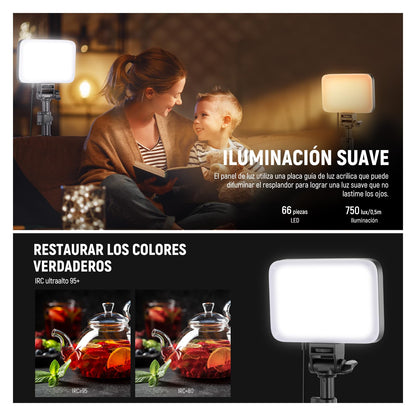 NEEWER Básico Panel Luz Vídeo LED Kit, Paquete de 3 Bicolor Estudio Luz Portátil con Soporte para Trípode y Filtros, 3200K~5600K CRI 95 750lux para Fotografía, Grabación, Transmisión en Vivo, BP66