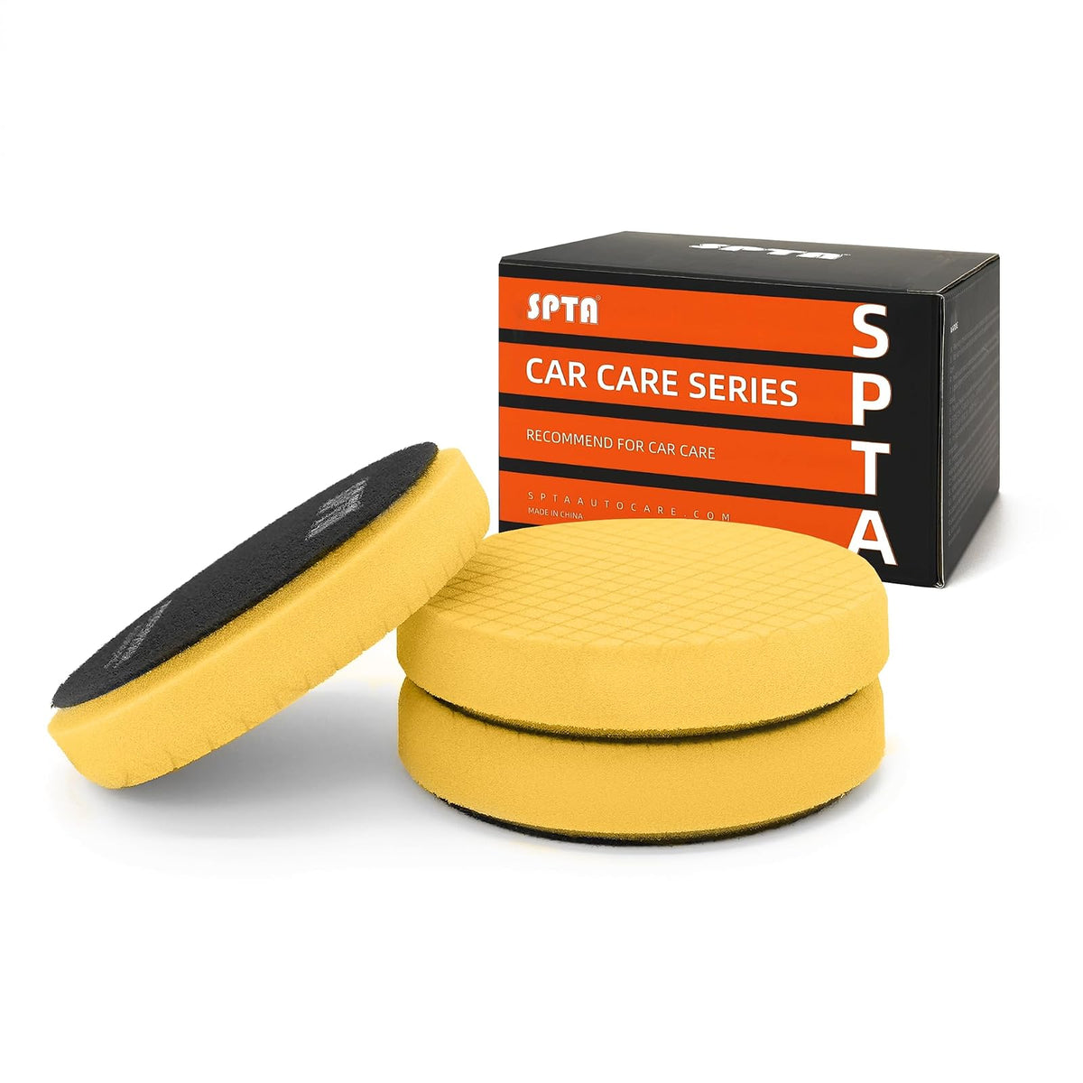 SPTA Almohadillas de Pulido de Espuma, Varias Medidas y Grados de Corte, Paquete de 3 - 5.5inch - 3 piezas de corte medio amarillo T80
