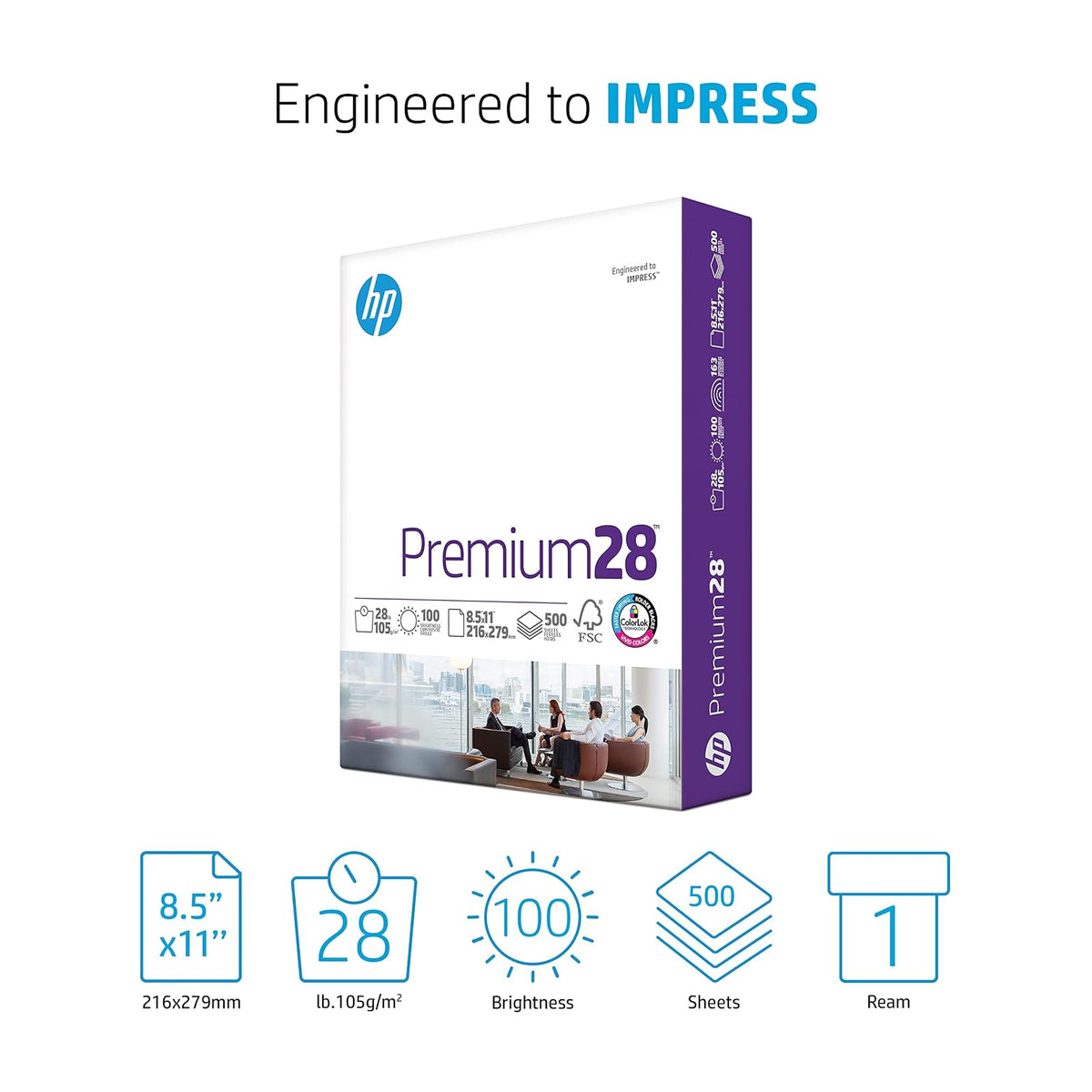 HP Papel, Color LaserJet Poly Wrap, 12.7 kilogram, 8.5 x 11, 98 brillante, Carta, Blanco, 500 Sheets