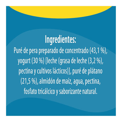 Papilla con Yogurt Gerber Junior Etapa 4 Pera y Plátano Sin Azúcar Pouch 110g Paquete 12