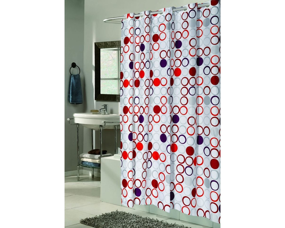 Carnation Home Fashions EZ en no Necesita Ganchos. Cortina de Ducha de Tela de 54 x 78 Pulgadas, tamaño de Estante, Bohemia, Multicolor