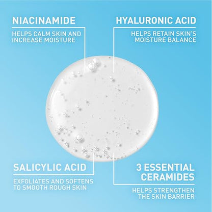 CeraVe SA Cleanser | Salicylic Acid Cleanser with Hyaluronic Acid, Niacinamide & Ceramides| BHA Exfoliant for Face | Fragrance Free Non-Comedogenic | 16 Ounce