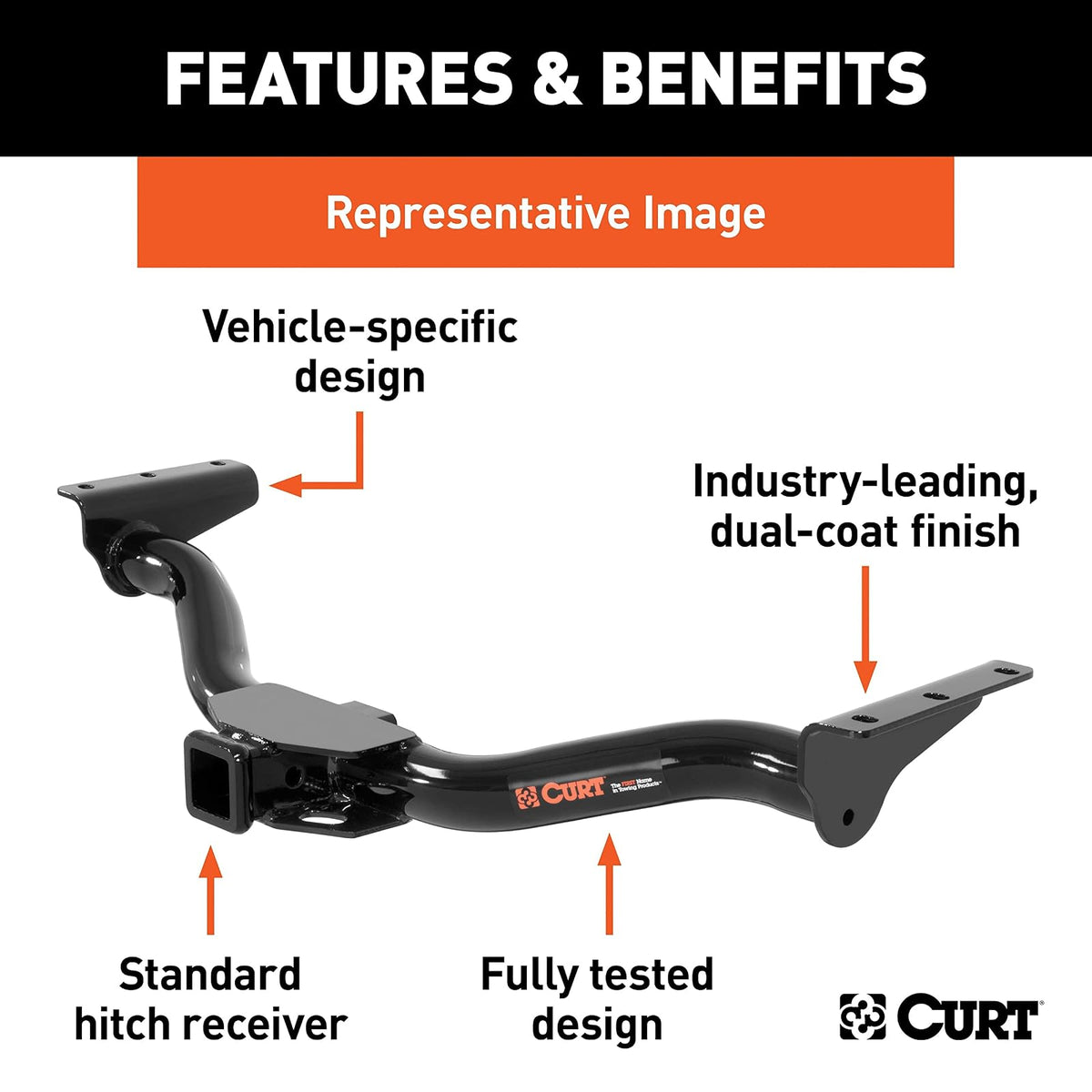 CURT Manufacturing 13392 - Enganche para Remolque de Clase 3 (Receptor de 5 cm) para Jeep Wrangler JL Negro
