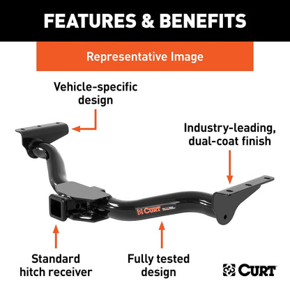 CURT Manufacturing 13392 - Enganche para Remolque de Clase 3 (Receptor de 5 cm) para Jeep Wrangler JL Negro