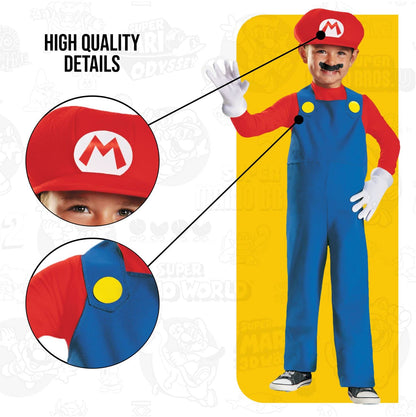 Disguise - Disfraz de Mario para niños pequeños de Super Mario Brothers de Nintendo, talla media/3T-4T