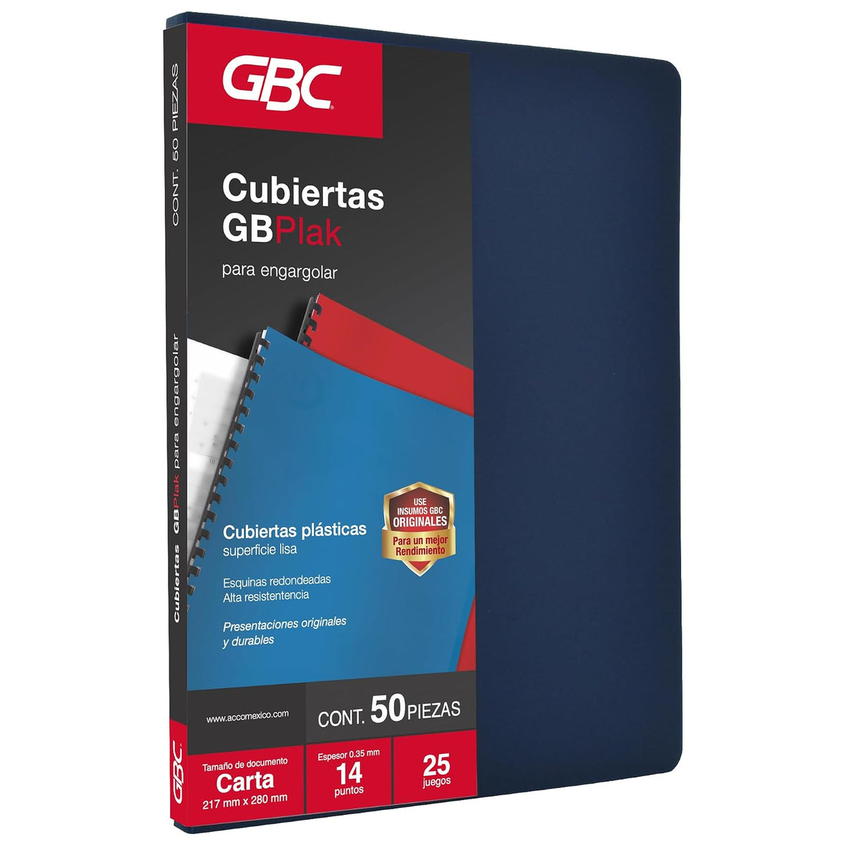 GBC Cubierta para Encuadernar Tamaño Carta, 14 Puntos - LISO - COLOR AZUL MARINO