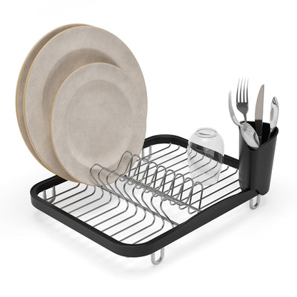Umbra Sinkin Escurridor de Platos con Portacubiertos Desmontable - Negro - Níquel - M