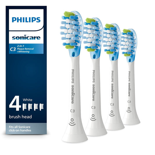 Cabezales de repuesto para cepillo dental Philips Sonicare Premium Plaque Control, HX9044/65, reconocimiento inteligente, blanco, paquete de 4