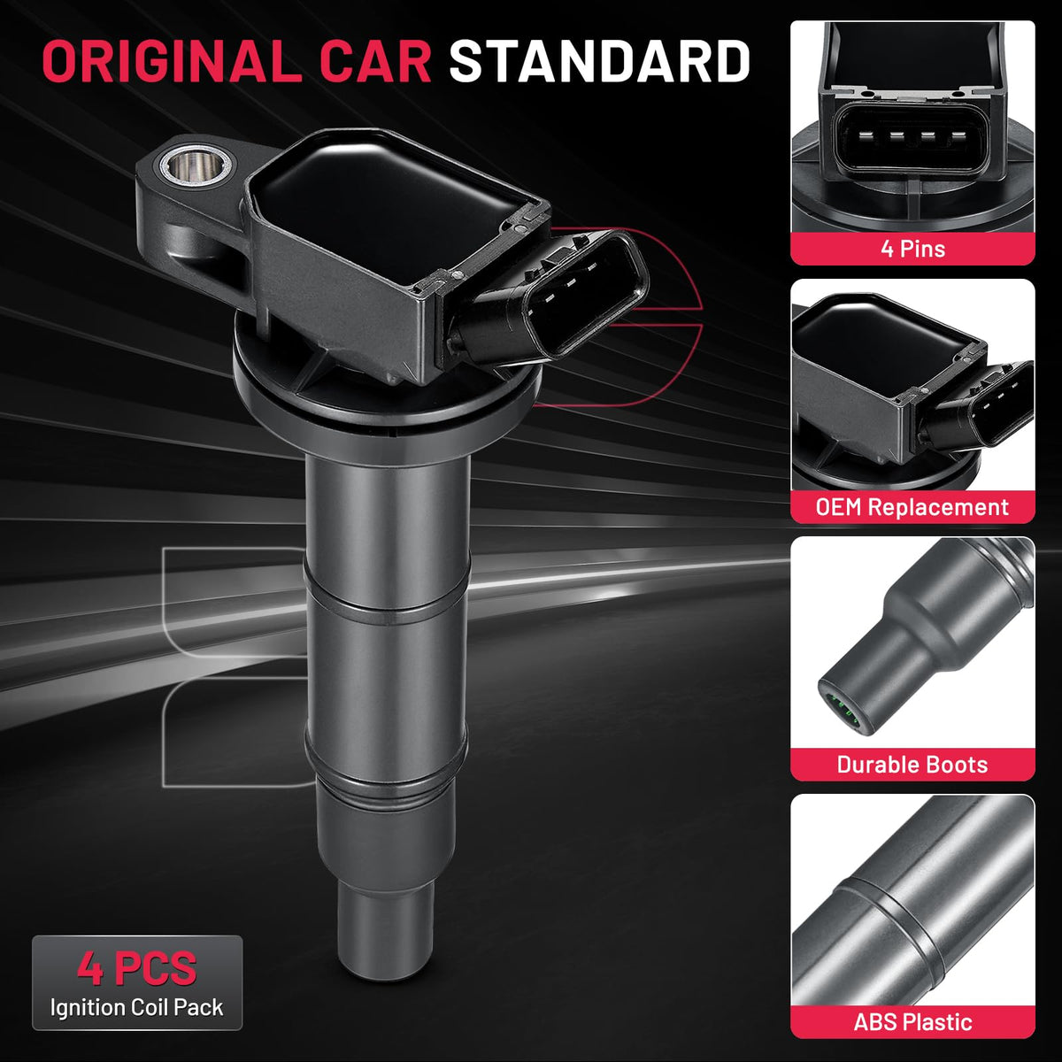BDFHYK Bobina de Encendido de Alto Rendimiento UF333 para Toyota Camry, Highlander, RAV4 y Lexus L4 2.0L-2.4L