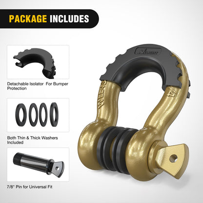 Nilight 2 Pack 3/4" D-Ring Shackle with 7/8" Screw Pin 41,887lbs Break Strength, Heavy Duty Off Road Recovery Shackle with Isolators Washers for Use with Tow Strap, Winch, Off-Road Truck Vehicle