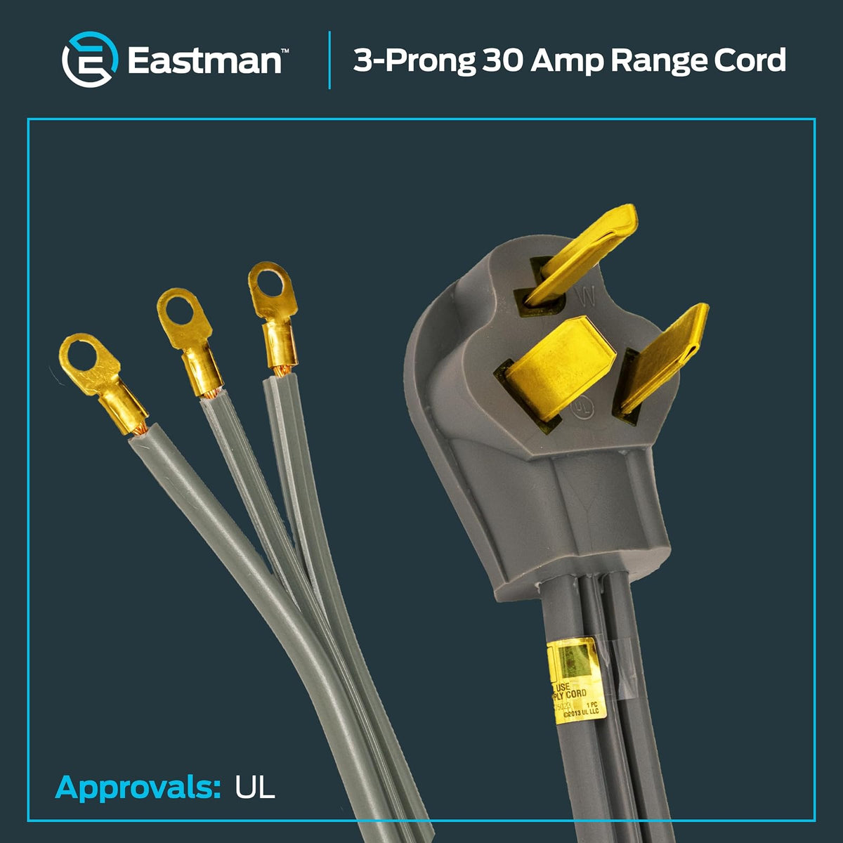 EZ-FLO 61249 Cable para secadora de 3 clavijas, 30 Amperios, 6' Length