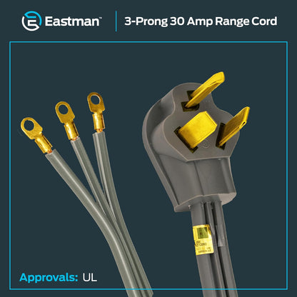 EZ-FLO 61249 Cable para secadora de 3 clavijas, 30 Amperios, 6' Length