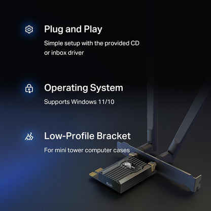 TP-Link AC1200 PCIe WiFi para PC-Bluetooth 4.2, Tarjeta de Red inalámbrica, Compatible con Windows 10, 8.1, 8, 7 (32/64 bits)