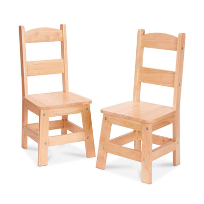 Melissa & Doug Sillas de Madera Sólida, Sillas para Niños, Muebles de un Ligero Acabado para la Habitación de Juegos, Construcción Duradera, 2 Sillas
