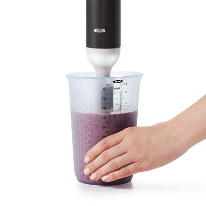 OXO Good Grips 1-cup Squeeze & Pour taza de medir de silicona con Stay-Cool patrón, Transparente, 4 tazas, 1