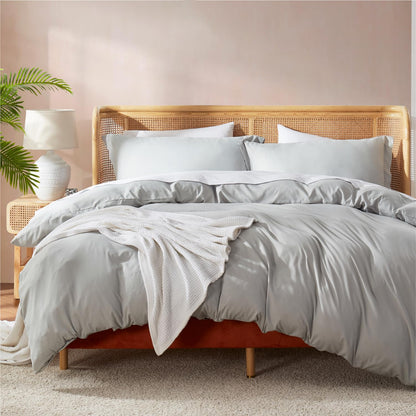 Nestl Bedding Juego de Funda para Edredón 3 Piezas, Microfibra - Gris Plateado - California King